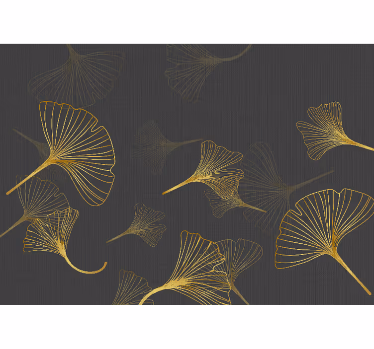 Papier peint vintage Le ginko doré laisse de l'or - TenStickers