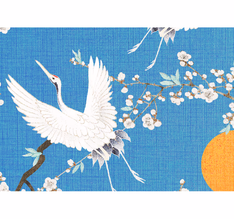 Tapisserie lion et fleurs de grue élégantes - TenStickers