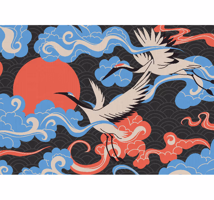 Tapisserie animaux grues en vol - TenStickers