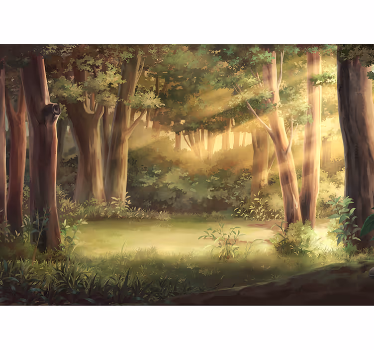 Papier peint mural arbres Illustration de la forêt fantastique - TenStickers