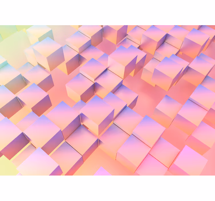 Papier peint 3D Dégradé de couleur cube rose - TenStickers