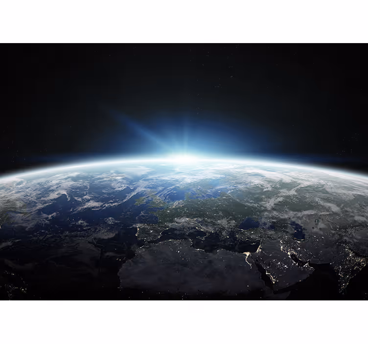 Tapisserie espace vue en perspective de la terre - TenStickers