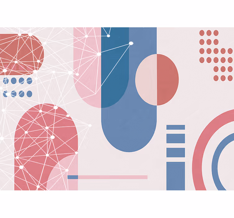 Tapisserie abstraite réseau de formes géométriques - TenStickers