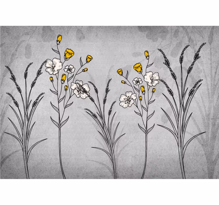 Tapisserie fleur croquis floraux vintage - TenStickers
