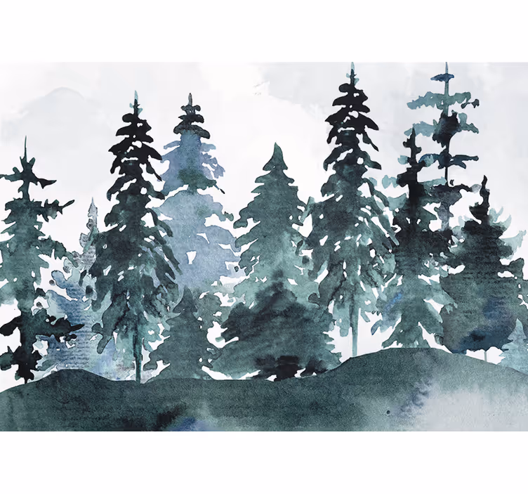 Tapisserie nature paysage majestueux de pins - TenStickers