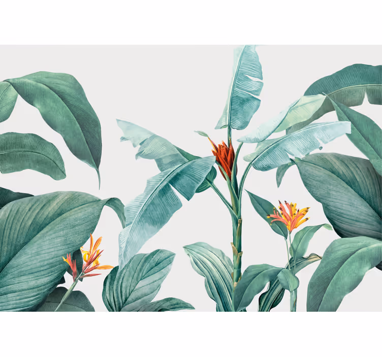 Papier peint salon Feuilles et plantes tropicales réalistes - TenStickers