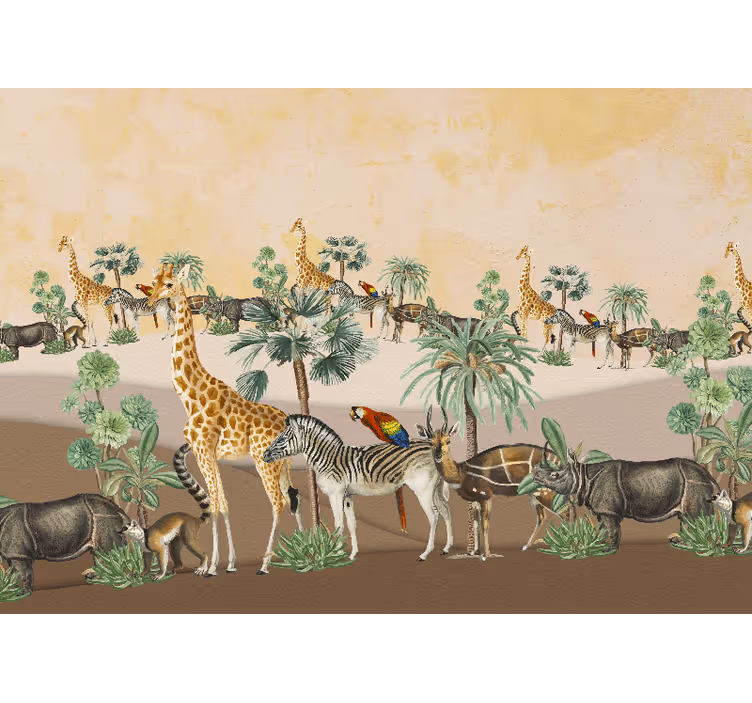 Tapisserie africaine scène de la faune safari - TenStickers
