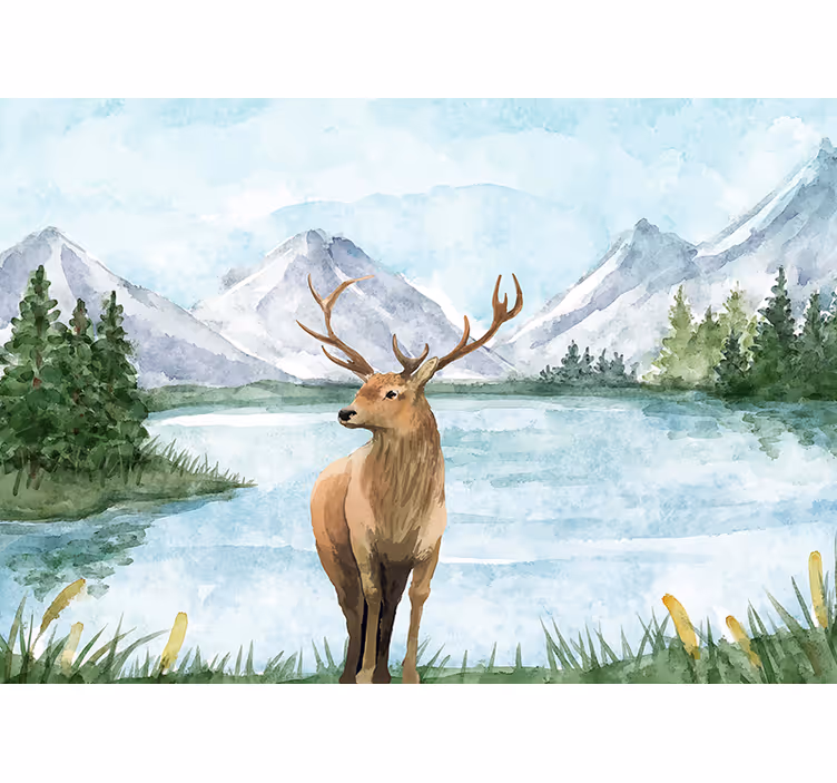 Tapisserie animaux paysage majestueux d'élans - TenStickers