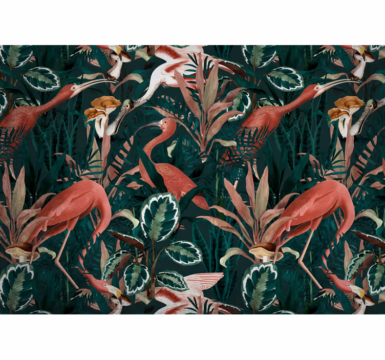 Papier peint mural d'animaux Oiseaux exotiques de jardin vintage - TenStickers
