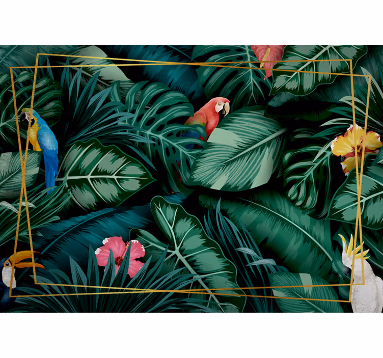 Tapisserie jungle habitat de perroquets tropicaux - TenStickers