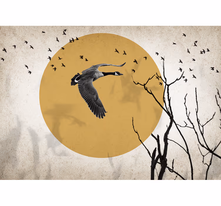 Tapisserie animaux silhouette d'oie volante - TenStickers