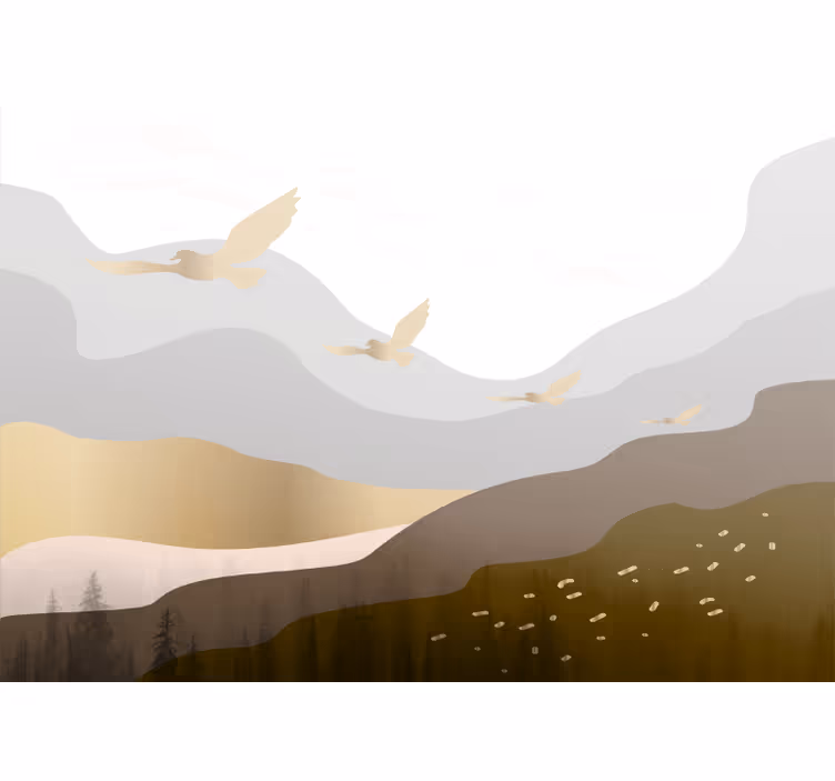 Tapisserie nature silhouettes d'oiseaux volants - TenStickers