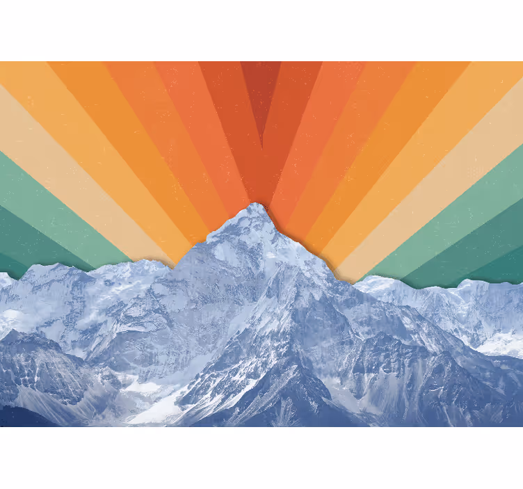Tapisserie montagne sommets au lever du soleil - TenStickers