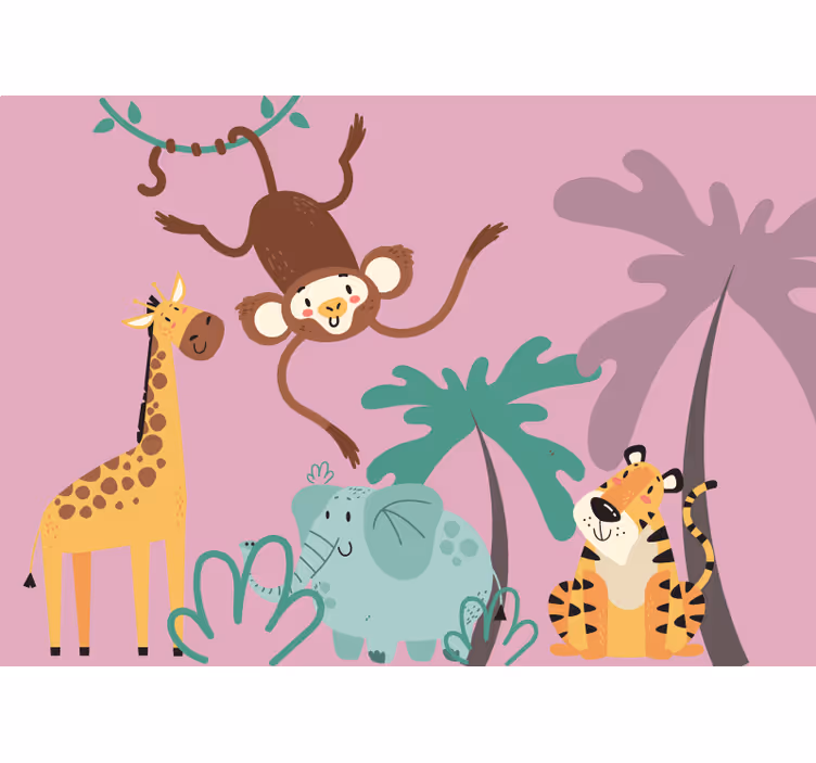 Tapisserie animaux amis joyeux de la jungle - TenStickers