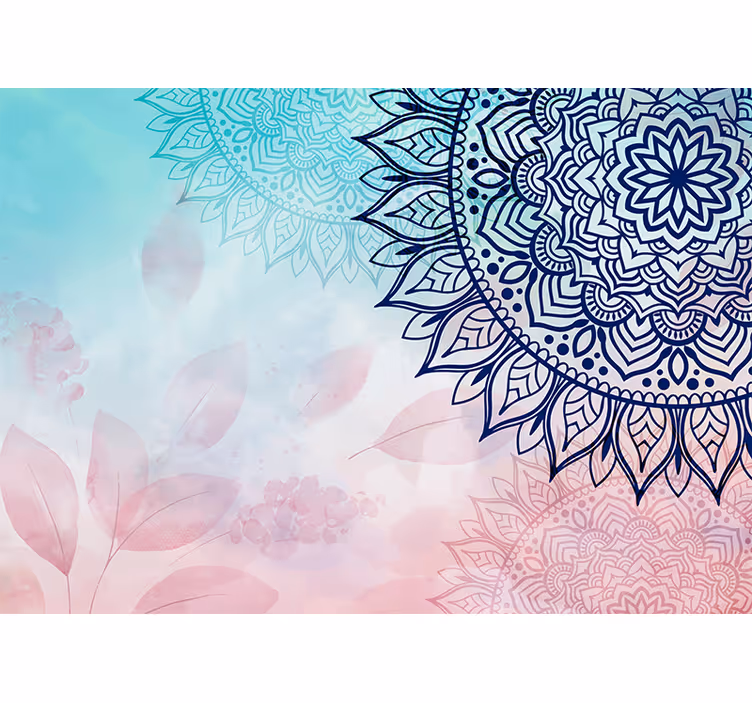 Tapisserie mandala conception artistique aux nuances de bleu - TenStickers
