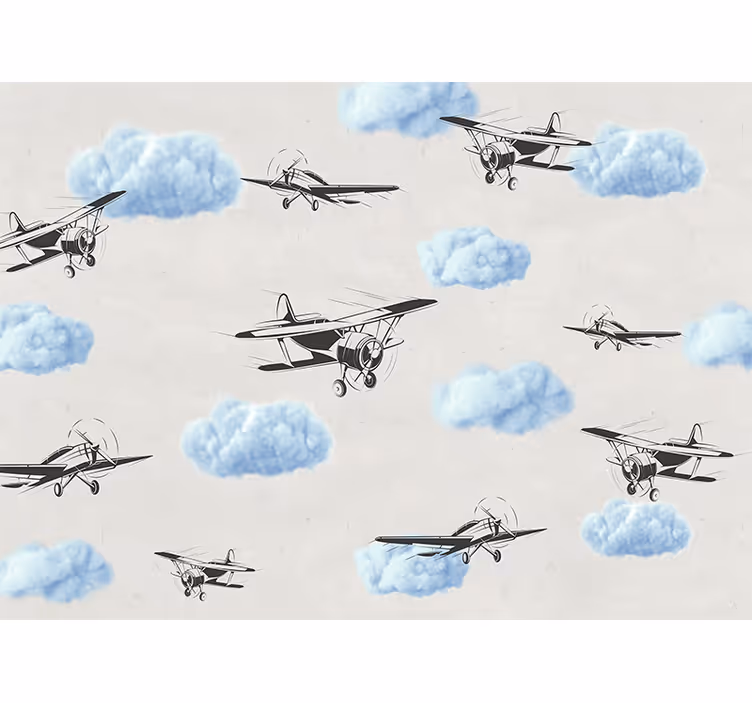 Tapisserie véhicule avions vintage volants - TenStickers