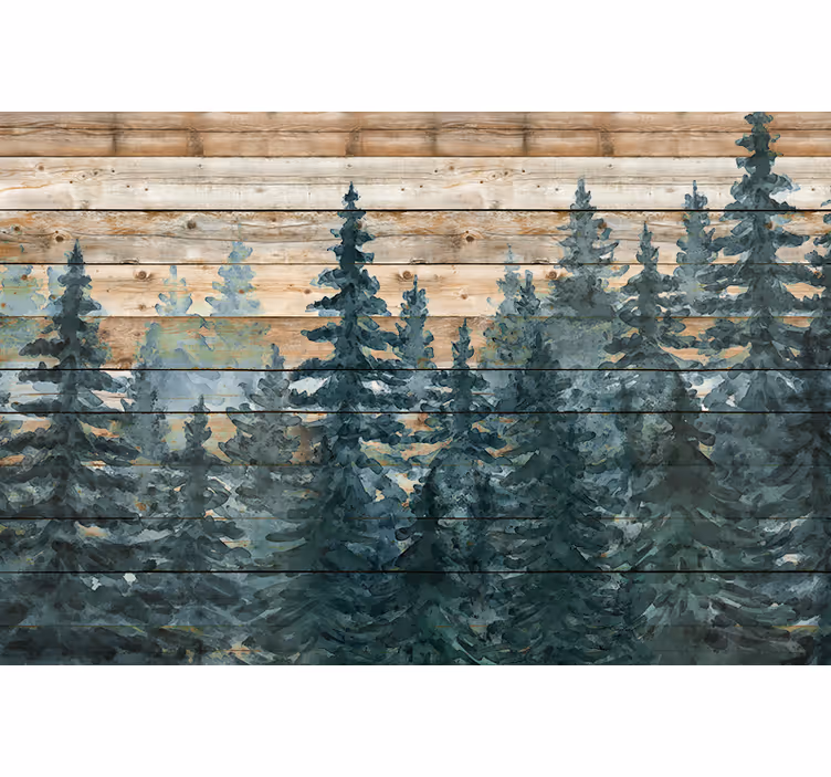 Tapisserie salon forêt de pins sereine - TenStickers