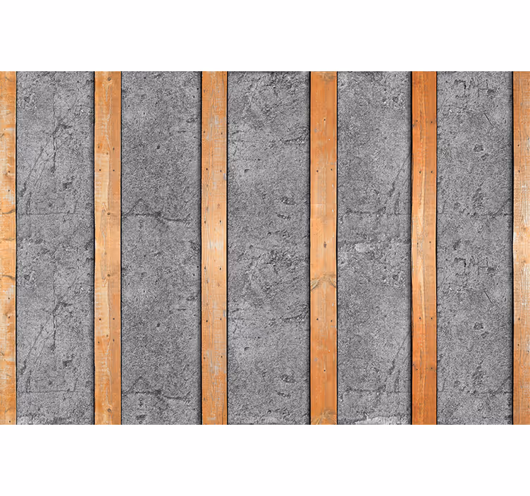 Tapisserie murale marbre planches en bois sur béton - TenStickers