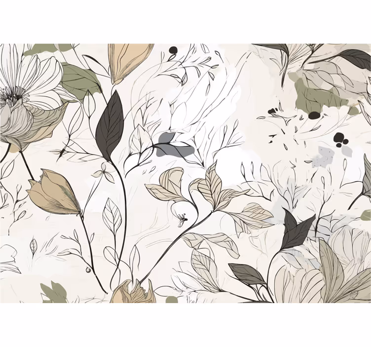 Tapisserie murale salle de bain dessiner des fleurs - TenStickers