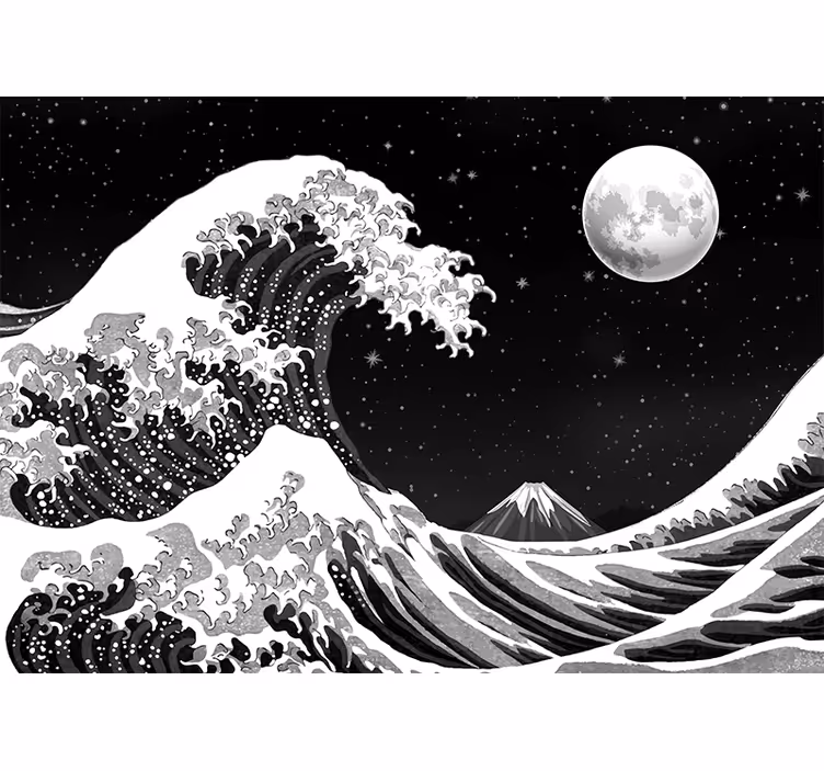 Tapisserie murale art classique vague japonaise de kanagawa la nu - TenStickers