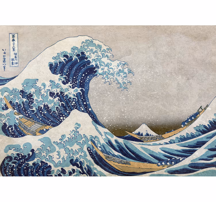 Tapisserie murale art classique peinture kanagawa à l'ancienne - TenStickers