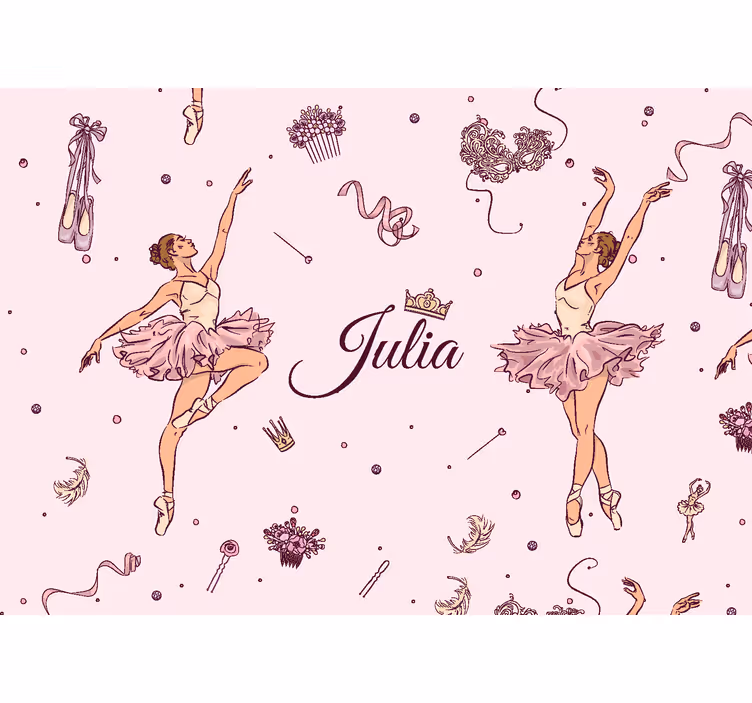 Tapisserie murale chambre ado ballet avec nom - TenStickers
