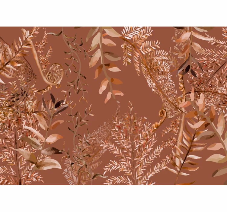 Tapisserie terracotta feuilles denses - TenStickers