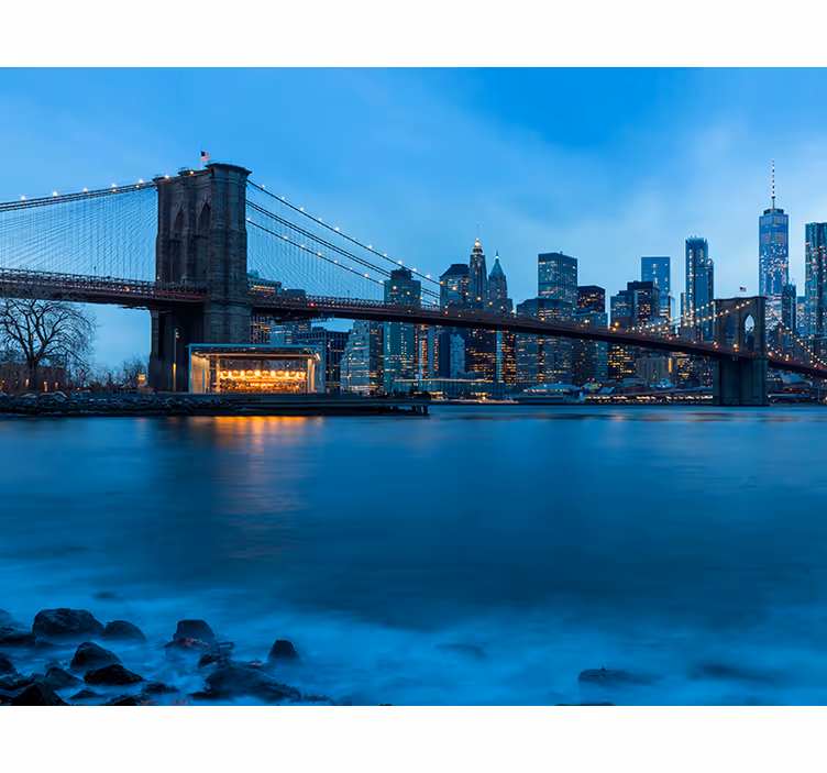 Tapisserie new york paysage nocturne du pont de brooklyn - TenStickers