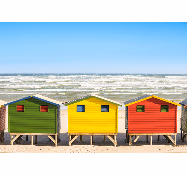 Tapisserie mer panorama des cabanes de plage - TenStickers
