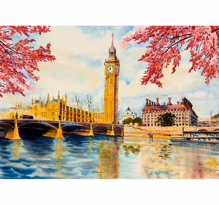 Tapisserie londres la tamise et big ben - TenStickers