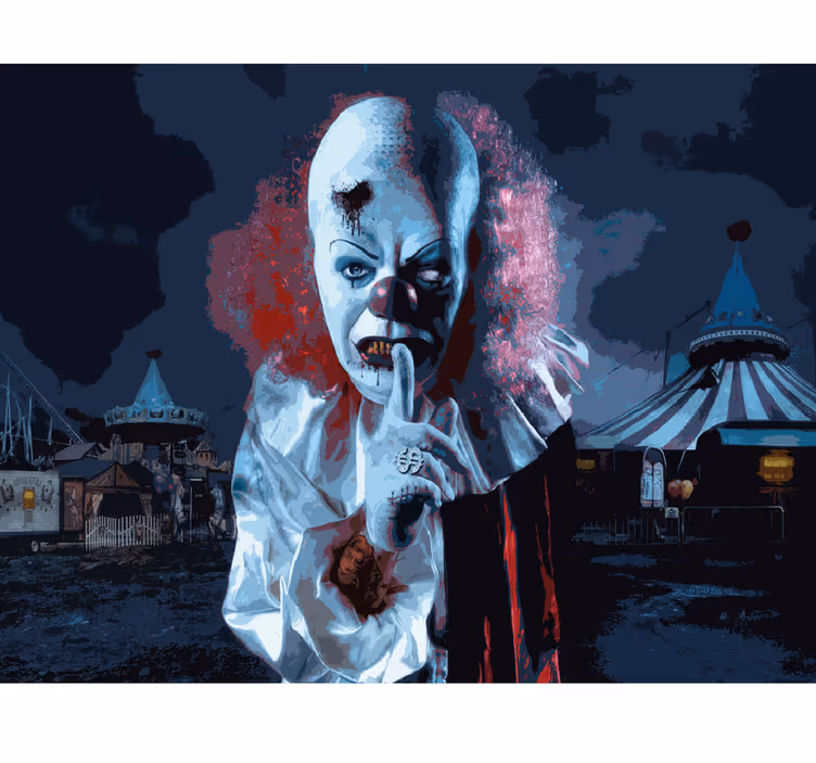 Papier peint panoramique clown effrayant - TenStickers