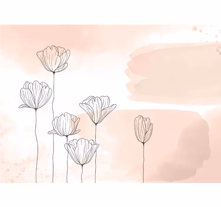 Papier peint mural de fleurs Ligne de fleurs - TenStickers