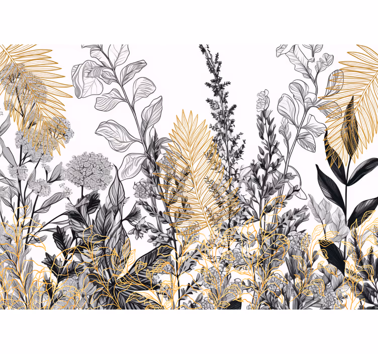 Tapisserie murale salon dessins de plantesDessins des plantes - TenStickers
