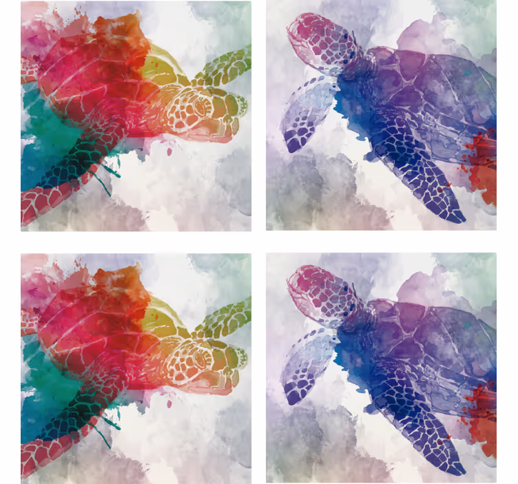 Dessous de verre animal tortue aquarelle - TenStickers