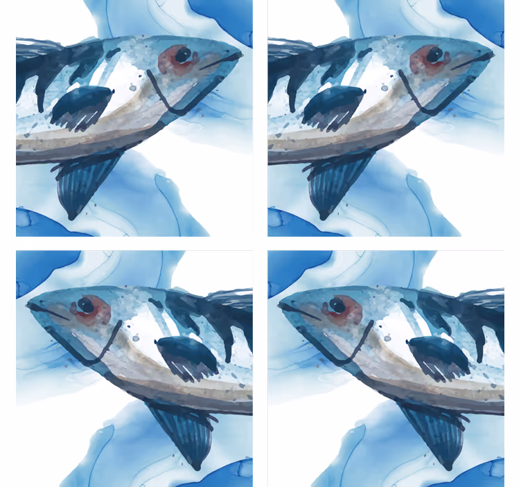 Dessous de verre geek illustration de poissons aquarelle - TenStickers