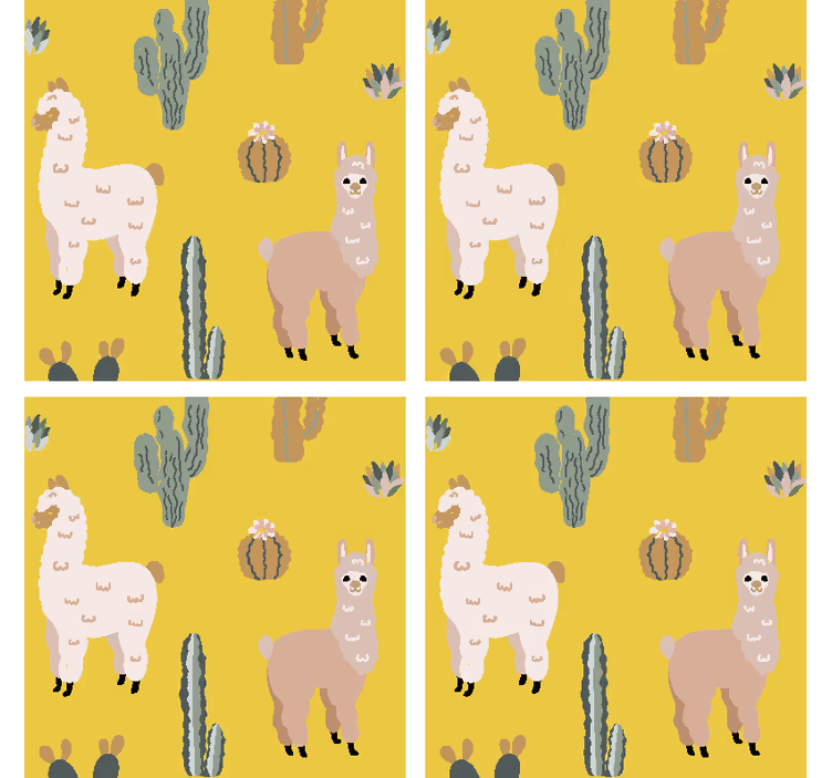 Dessous de verre geek motif llama et cactus - TenStickers