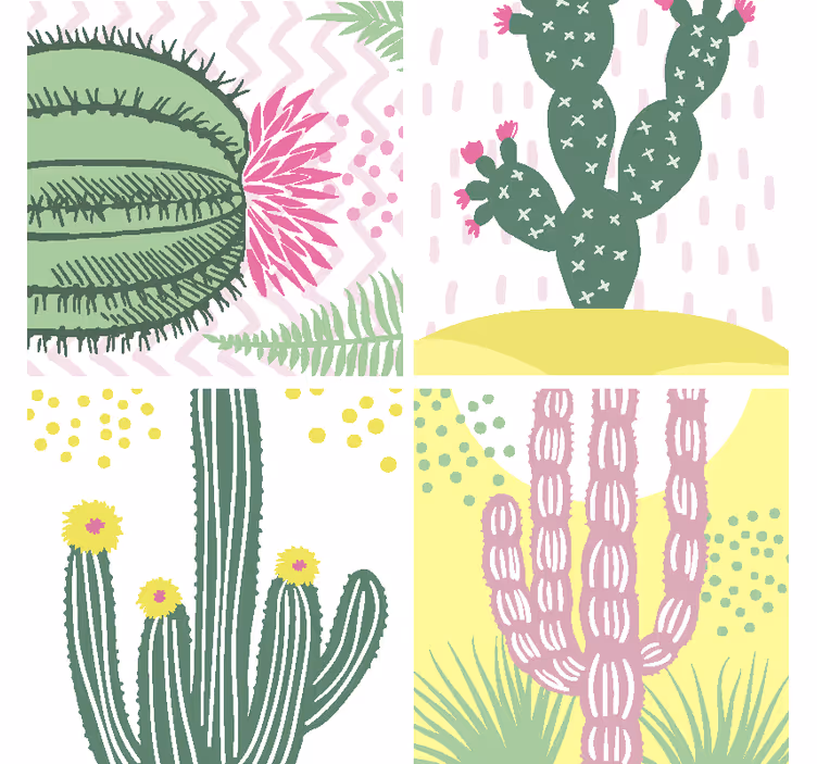 Dessous de verre geek motif de cactus vibrant - TenStickers