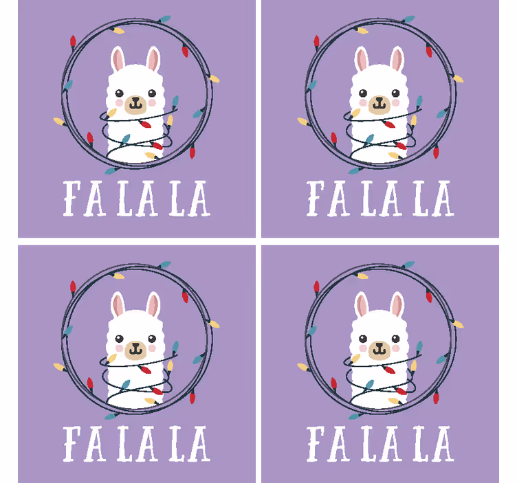 Dessous de verre noël lama fantaisie joyeuse - TenStickers