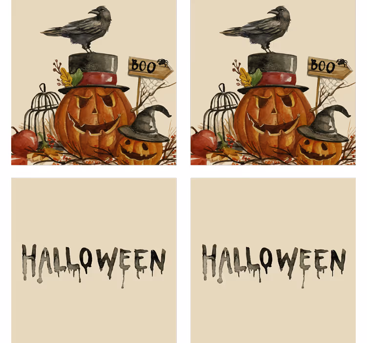Dessous de verre halloween scène de corbeau et citrouille - TenStickers