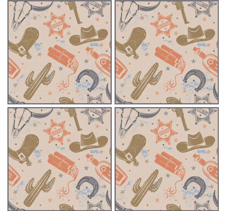 Dessous de verre geek éléments sur le thème cowboy - TenStickers