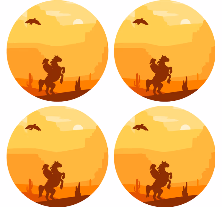 Dessous de verre vintage scène de coucher de soleil désert - TenStickers