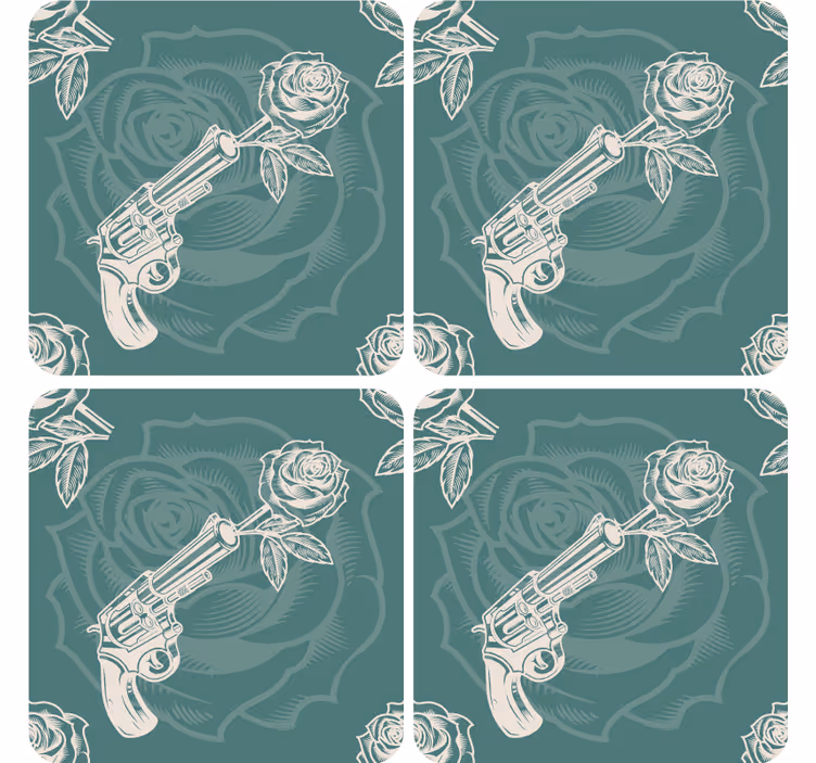 Dessous de verre geek revolver avec rose - TenStickers