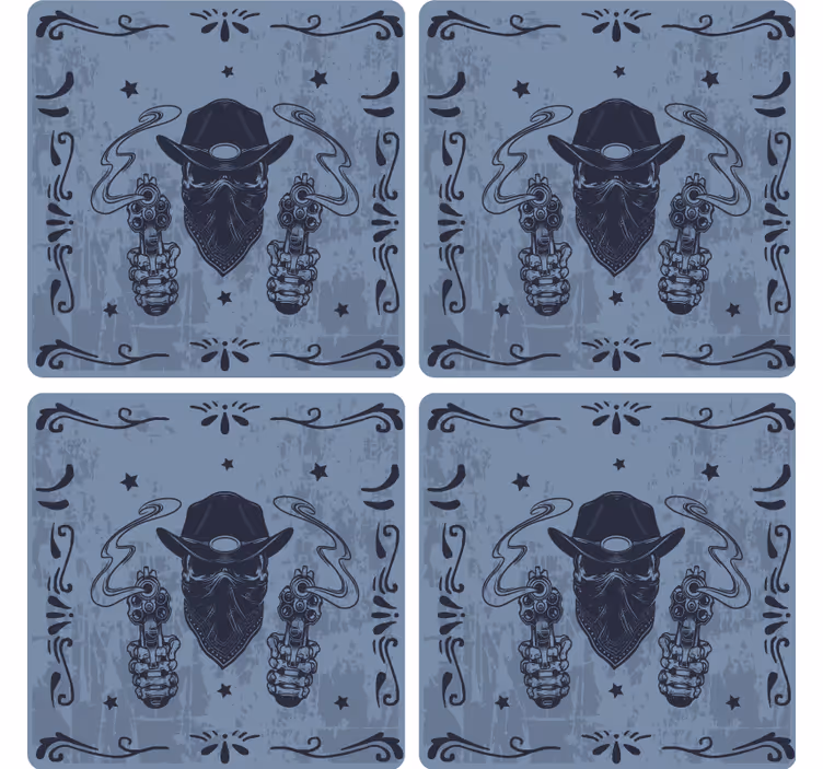 Dessous de verre geek cowboy avec deux armes - TenStickers