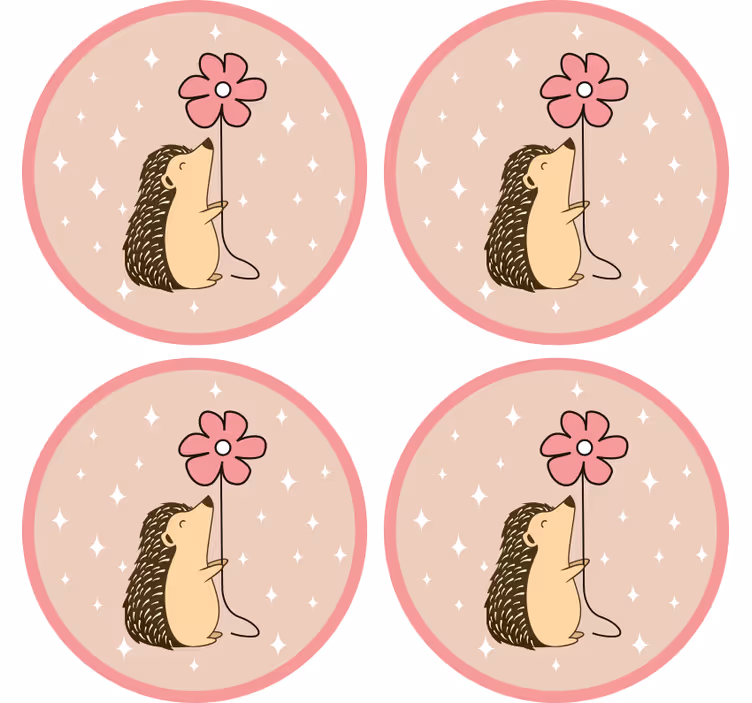 Dessous de verre geek hérisson fleur ballon - TenStickers