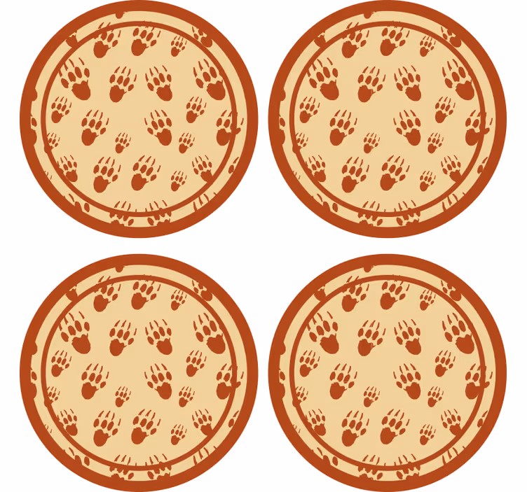 Dessous de verre vintage cercle empreinte de pattes marron - TenStickers