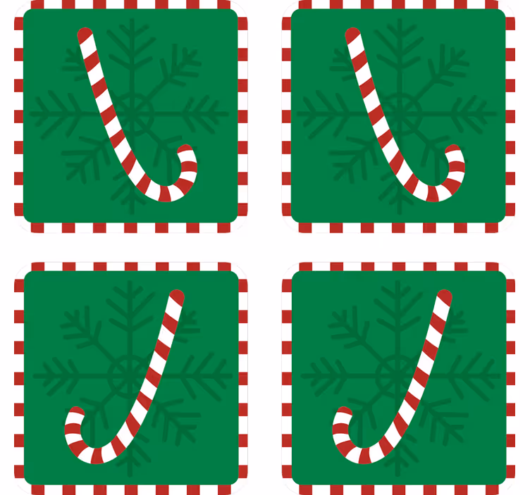 Dessous de verre noël design flocon de neige canne à sucre - TenStickers