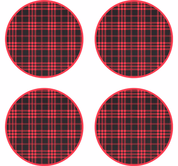 Dessous de verre motif à carreaux rouge et noir - TenStickers