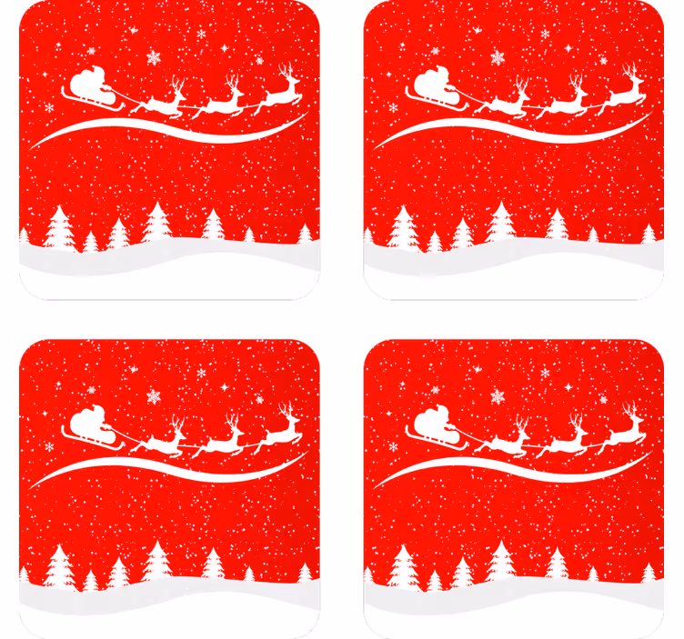 Dessous de verre noël traîneau de santa avec rennes - TenStickers