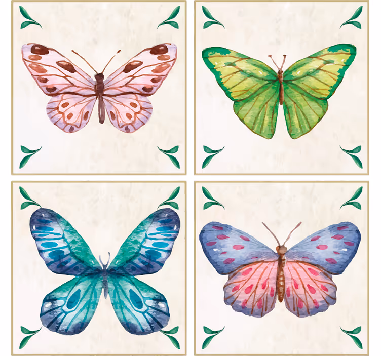 dessous de verre vintage Tuiles de papillons - TenStickers