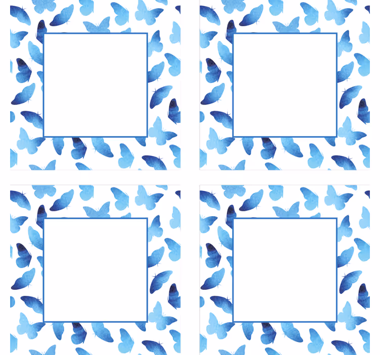 Dessous de verre personnalisable motif papillon cadres bleus - TenStickers